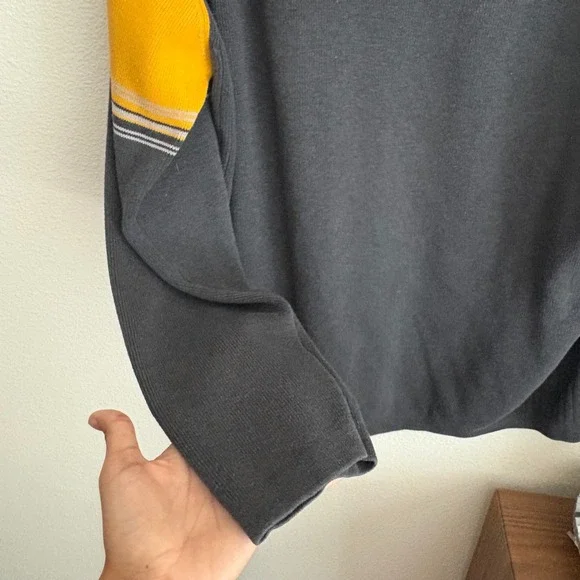 Sonoma Crew Neck Color Block Sweater Mens L Mustard Gray Pullover Knitwear - Picture 3 of 8